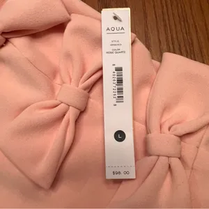 AQUA Strapless Straight Neck Bow Mini‎ Dress Rose Quartz Pink Size Large thumbnail 6