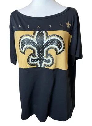 NFL Womens Black Gold‎ New Orleans Saints T-Shirt Large Football Fan Gear thumbnail 1