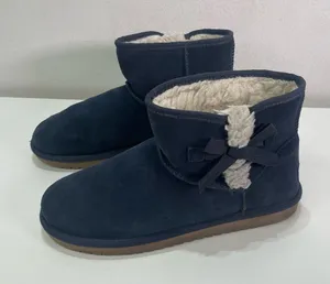 Koolaburra By UGG Mini Boots Women's 11 Blue Suede Shearling Booties Bows thumbnail 1