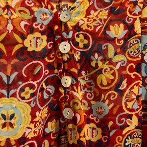 s Long Sleeve Boho Blouse Orange Blue Size XL thumbnail 7