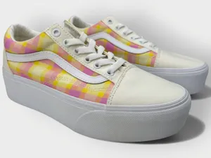 Vans Old Skool Stackform Pastel Plaid Platform Shoes Womens 7.5 thumbnail 1