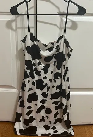 Cowprint square neck mini dress thumbnail 1