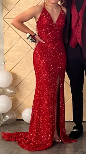 Primavera Couture Red Sequin Dress thumbnail 1