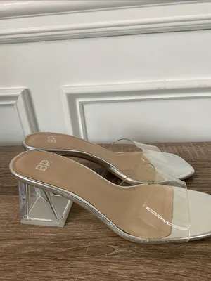 BP. Clear Square Toe Block Heel Mules thumbnail 5