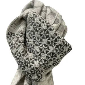 Talbots Scarf Metallic Gray Silver Snowflakes Wool Blend 70" x 20" thumbnail 3