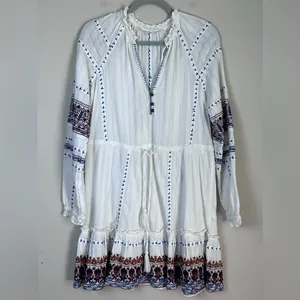 Veronica Beard Embroidered Mini Bobo Dress Gauze Cotton Sz Small‎ thumbnail 2
