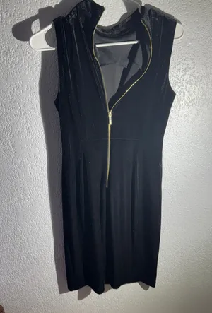 Calvin Klein Black Velvet Zip Dress | Size 6 | NWT | MSRP $134 thumbnail 1