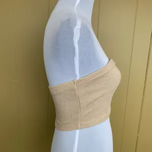 Women XS knit tube top and pull on shorts outfit tan thumbnail 9