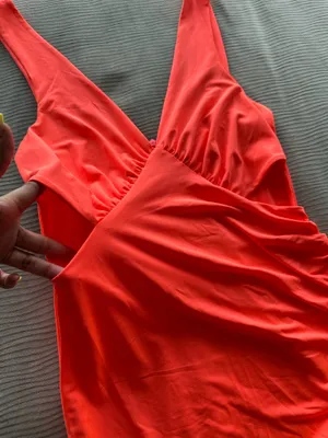 Neon Coral Ruched Cutout Mini Dress thumbnail 4