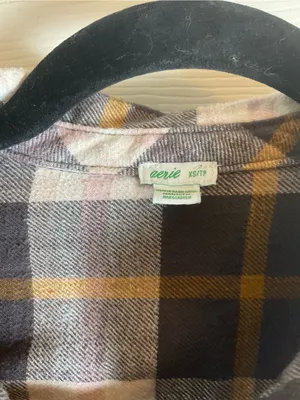 Aerie Flannel Plaid Button Down Shirt Pocket Charcoal Pink Yellow XS thumbnail 5