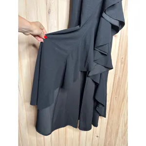 NWT Lulus Notorious Perfection Black Off Shoulder Ruffled Maxi Dress Party Sz XS thumbnail 5
