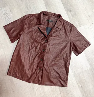 Banana Republic faux leather button up shirt thumbnail 1