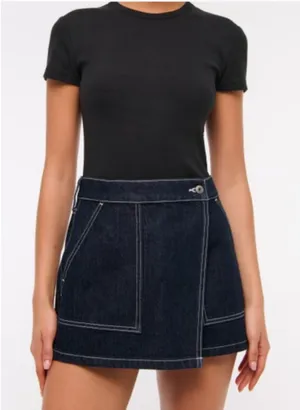 NWT Abercrombie & Fitch Denim Micro Mini Skirt Size 23 Dark Wash Y2K Indie thumbnail 1