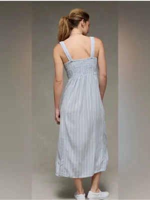 American Eagle Outfitters Light Blue Striped Midi Dress thumbnail 2