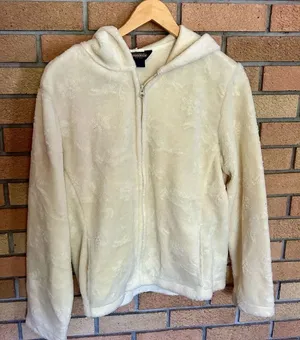 Woolrich Patterned Hooded Fleece Jacket Women’s Size Medium White/Cream Colored thumbnail 1