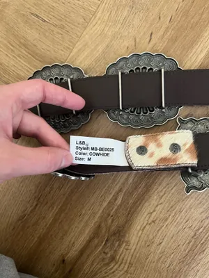 L&B Cowhide Belt Lucky & Blessed Concho thumbnail 5