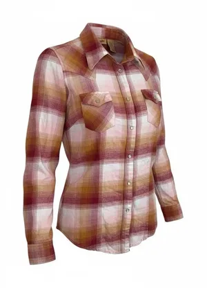 Wrangler Women Pearl Snap Plaid Flannel Shirt Red‎ Cream Chest Pockets Small thumbnail 1