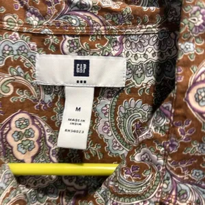 Gap Women's Brown Paisley Print Button Down Long Sleeve Shirt Medium‎ Roll Tab thumbnail 2