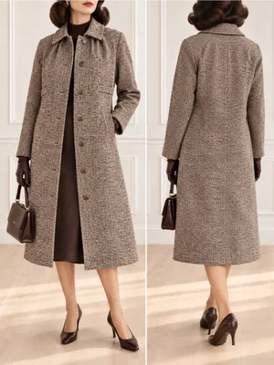 Vintage 1950s Tweed Maxi Coat Small Brown Hand Tailored Dumas California thumbnail 2
