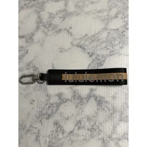 Lululemon Never Lost Keychain Black Beige Stripe Keychain Lanyard Keyring Clip thumbnail 6