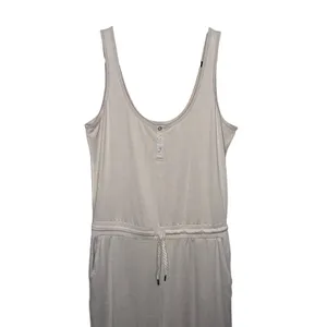 Vuori Womens Medium Sleeveless Lounge Jumpsuit Beige Drawstring Wide Leg Pockets thumbnail 2