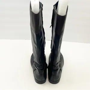 RALPH LAUREN Sulita Leather Black Brown Harness Zipper Knee High Riding Boots 7 thumbnail 6