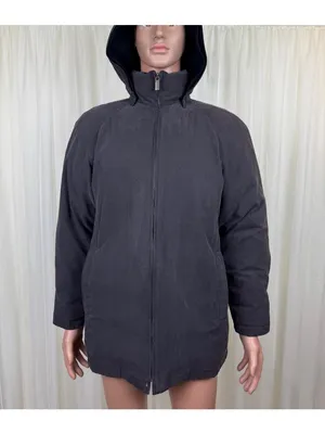 Women's London Fog Down Feather Fill Hooded Coat Jacket Sz MD Reg Charcoal Gray thumbnail 2
