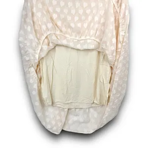 Aaron & Amber Casual Short Sleeve Ruffle Babydoll Dress Knee Length Cream Small thumbnail 5