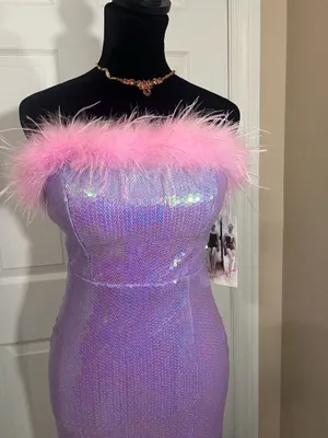Purple sequin masquerade costume dress thumbnail 2