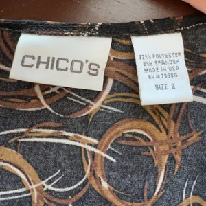3189 | Chico's Abstract Swirl Faux Wrap Midi Dress Brown Retro Boho Women 2 L thumbnail 10