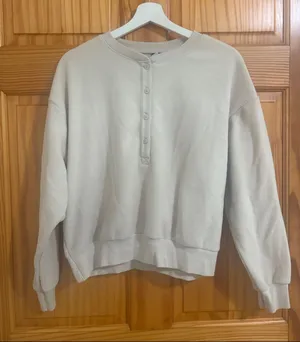 Old Navy Size Small Off-White Fleece Pullover Sweatshirt thumbnail 1