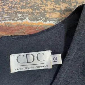 Vintage CDC Caren Desirée Black Pleated Rosette A-Line Dress Sz 12 💚🎀 thumbnail 11