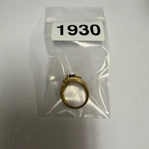Gold Tone Marquise Blue Sapphire Cluster Ring Size 8 Statement Cocktail thumbnail 5