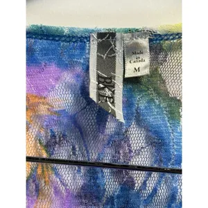 BKE Lace Overlay Tie Dye Short Sleeve Top Women M Blue‎ Purple Orange Black thumbnail 9