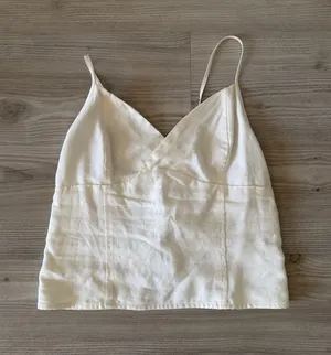 Et Clet Cream Spaghetti Strap V-Neck Top Tie Back thumbnail 1