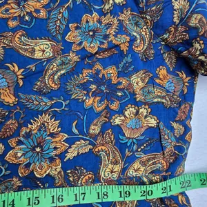 Natural Life Blue Floral‎ Paisley Button Front Mini Dress XL Long Sleeve Boho thumbnail 7