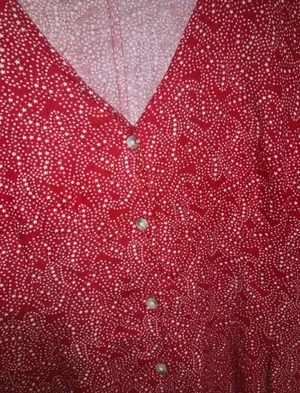 Universal Thread Medium Red Star Print Button Front Flutter Sleeve Mini Dress #1 thumbnail 5