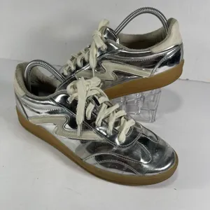 Madden Girl Silver Metallic Lace-Up Sneakers - Women's Size 8.5M thumbnail 1