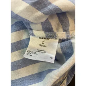 Old Navy Top Womens Medium Blue Striped Oxford‎ Popover Tunic Coastal Preppy thumbnail 6