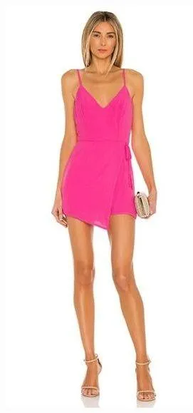 Superdown Karen Wrap Romper in Pink Medium thumbnail 1