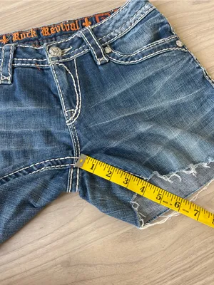 Rock Revival Distressed Blue Denim Cutoff Shorts thumbnail 5