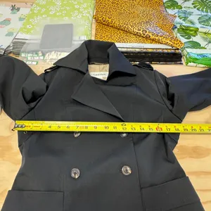 Calvin Klein Black Double Breasted Belted‎ Trench Coat Jacket XS Epaulettes thumbnail 12