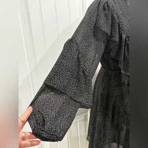 Women’s Dress Black Polka Dot Long Sleeve Bohemian Ruffle Size S thumbnail 4