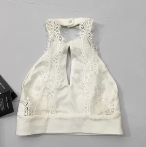 Lulus White Eyelash Lace Halter Crop Top New with tag thumbnail 2