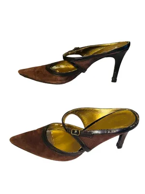 Nine West Brown Suede Slings with Buckle Detail thumbnail 7