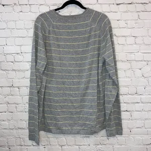Banana‎ Republic Factory Thermal Shirt XL Gray Striped Long Sleeve Knit Top thumbnail 2