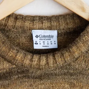 Vintage Columbia Wool Blend Knit Sweater Brown Striped‎ Womens Medium thumbnail 2