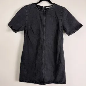 Abercrombie & Fitch Washed Black Denim Mini Shift Dress Short‎ Sleeve Small NEW thumbnail 2