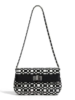 White House Black Market WHBM 𖣴 Checkerboard Chain Handle Mini Bag 𖣴 B + W 𖣴 thumbnail 2