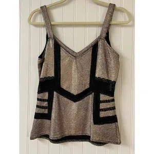 BKE Boutique tank top gold w/ black trim Small thumbnail 2